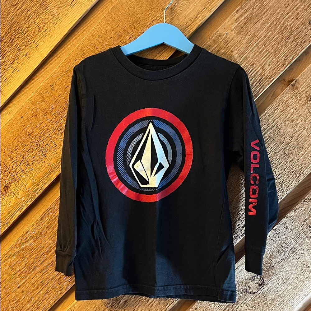 Volcom Black and Red Long Sleeve Kids Tee